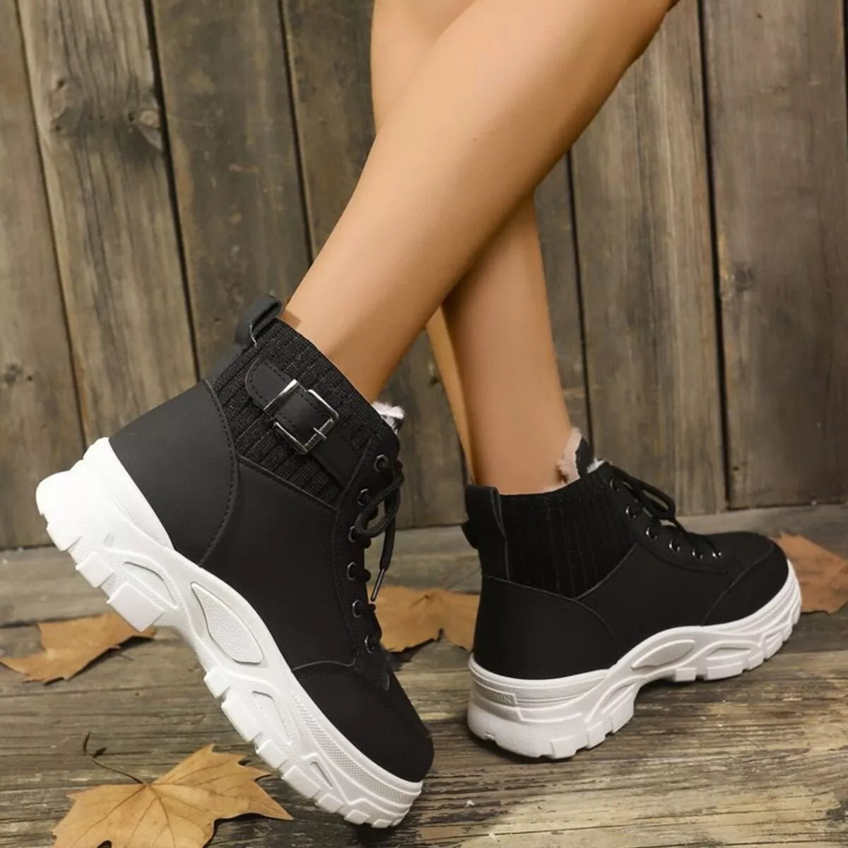 Rubber lug sole detail on comfortable plush lined ankle boots for winter traction