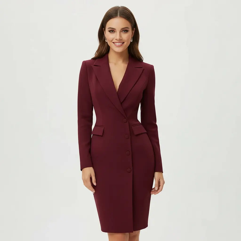 Single Breasted Suit Dress – Slim Fit Long Sleeve