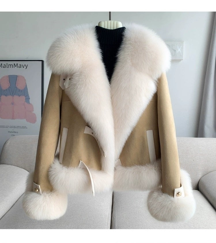 extra long flight sleeve faux fur coat in motion elegant movement