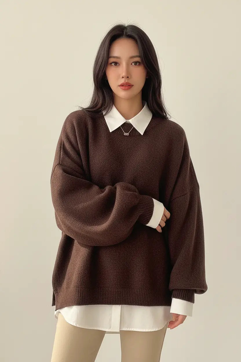 wool crewneck sweater close fabric weave texture context