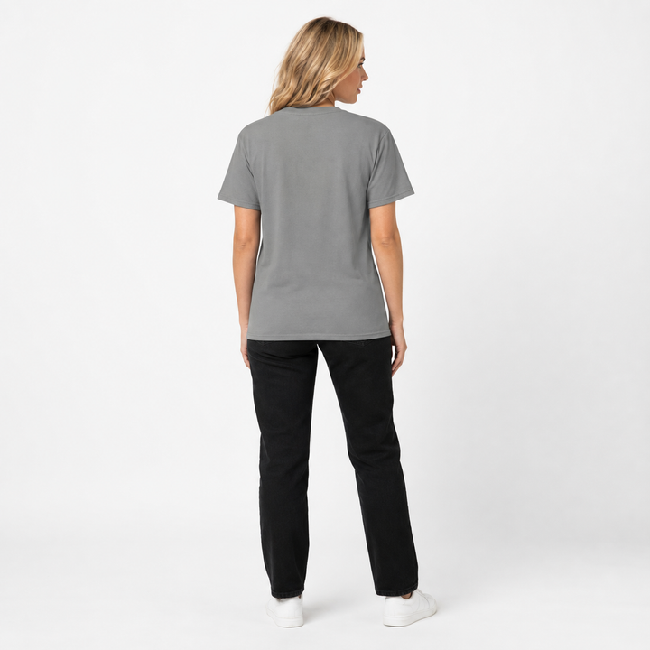 Statement graphic T-shirt styled with denim for a casual streetwear outfit that keeps the bold No Rules message at the center
