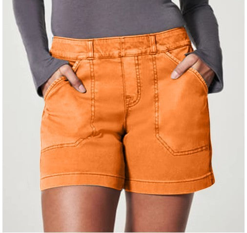 Women’s High-Waist Cotton-Linen Shorts – Stretch