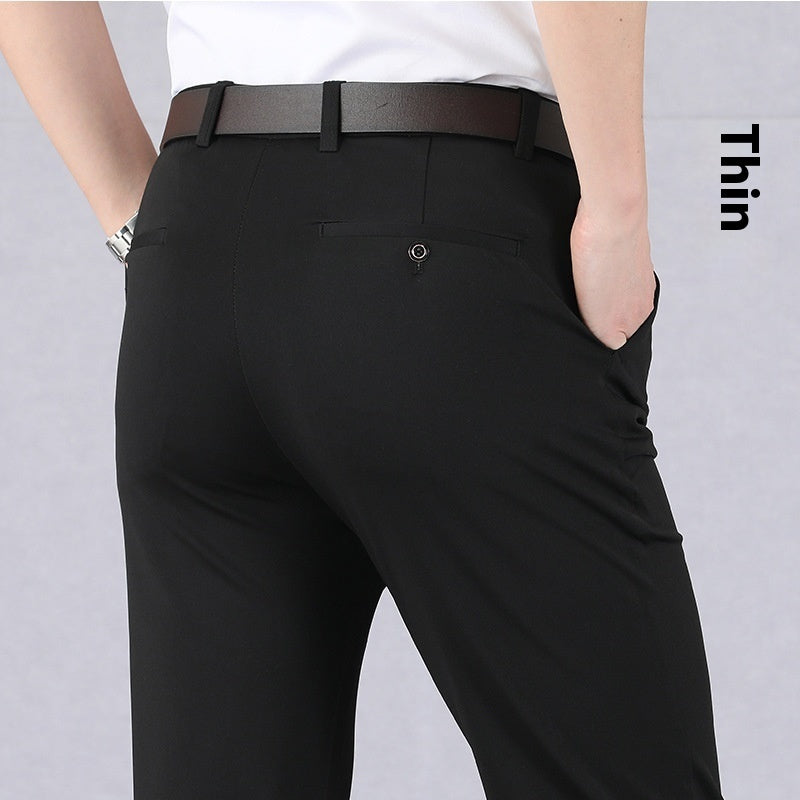mens ice silk summer pants dark brown matte finish everyday casual look