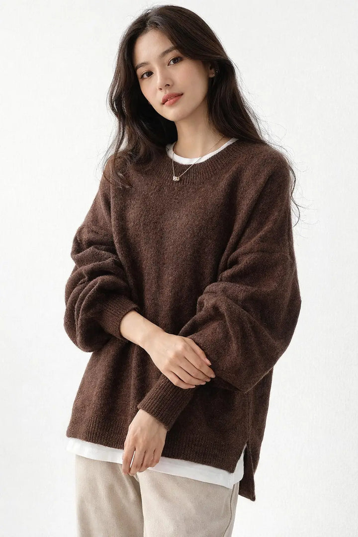 lantern sleeve sweater loose silhouette lifestyle setting