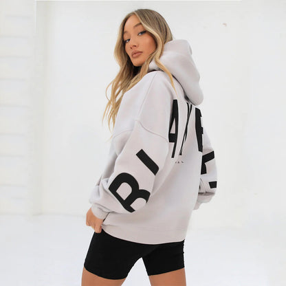 Printed Thickened Hoodie - Plush Street Fit, Bold Print