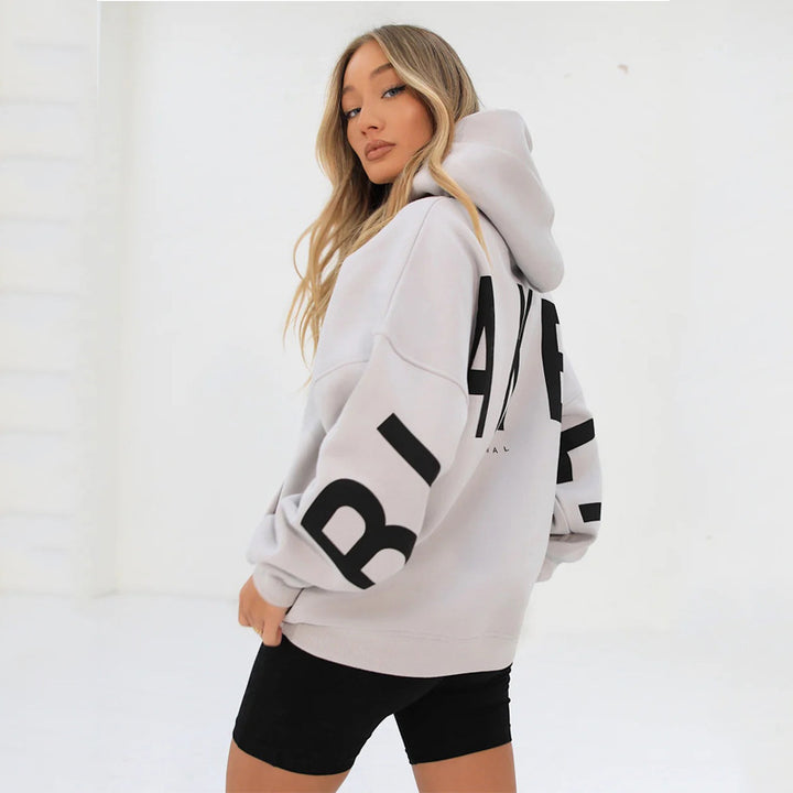 Printed Thickened Hoodie - Plush Street Fit, Bold Print