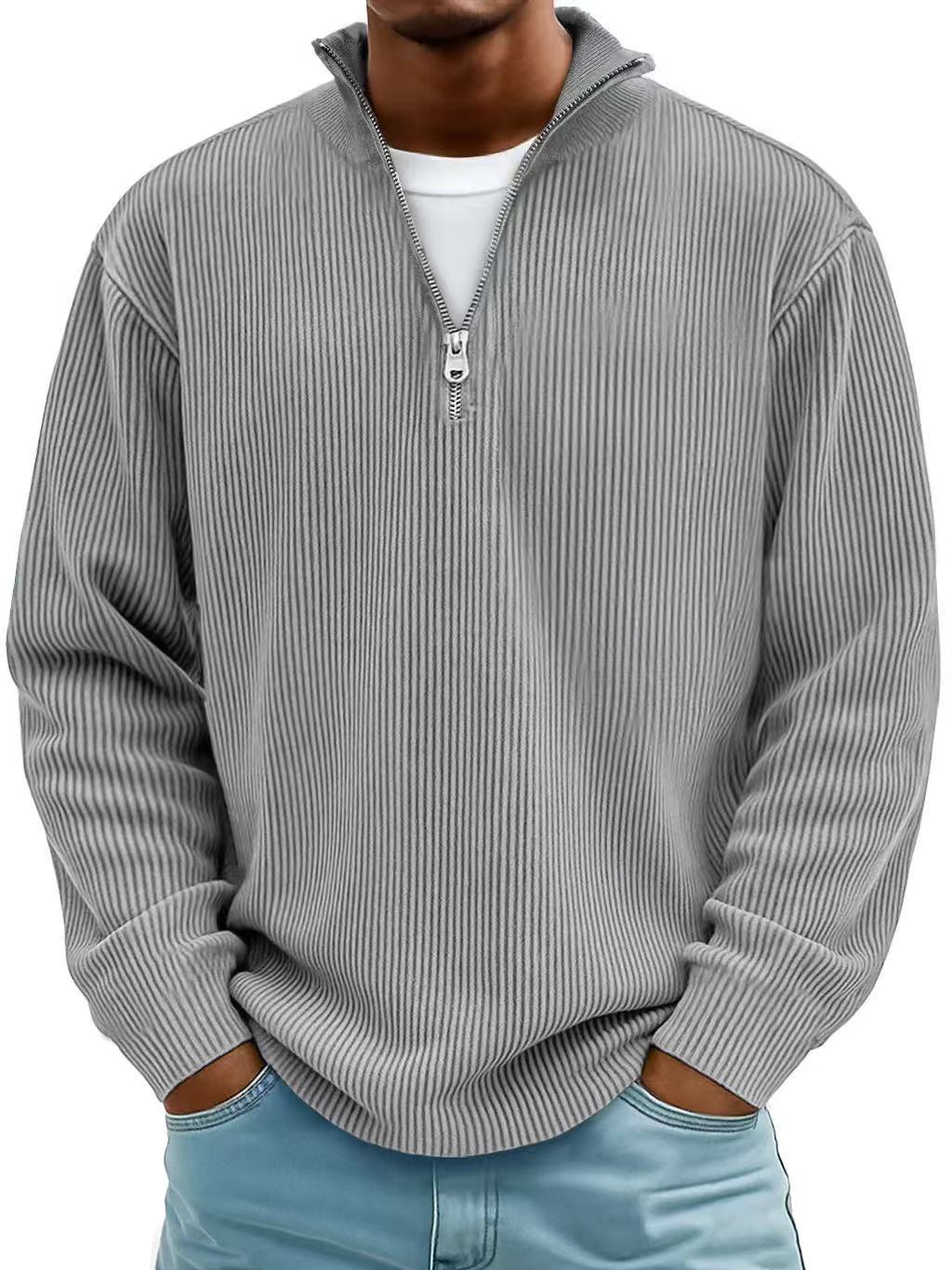 corduroy sweatshirt men layered outfit autumn winter casual fashion