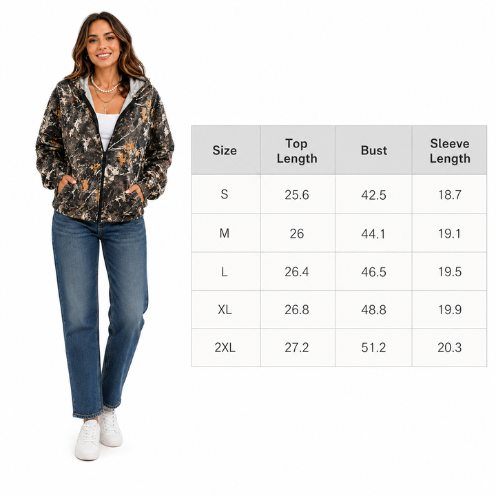 Women vintage zip hoodie with relaxed fit, front zipper, pockets, and retro printed streetwear style for daily looks.