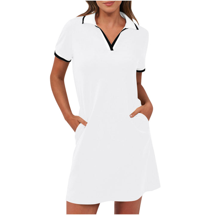 Effortless V-Neck Casual Dress – Short Sleeve Comfort