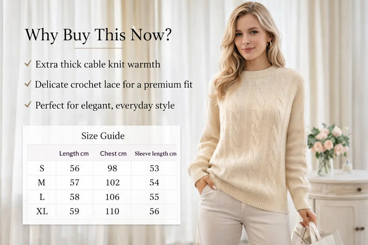 long sleeve crochet lace sweater autumn look