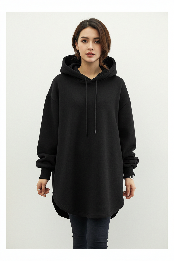 women hooded loose sweatshirt long sleeve relaxed silhouette daily wear