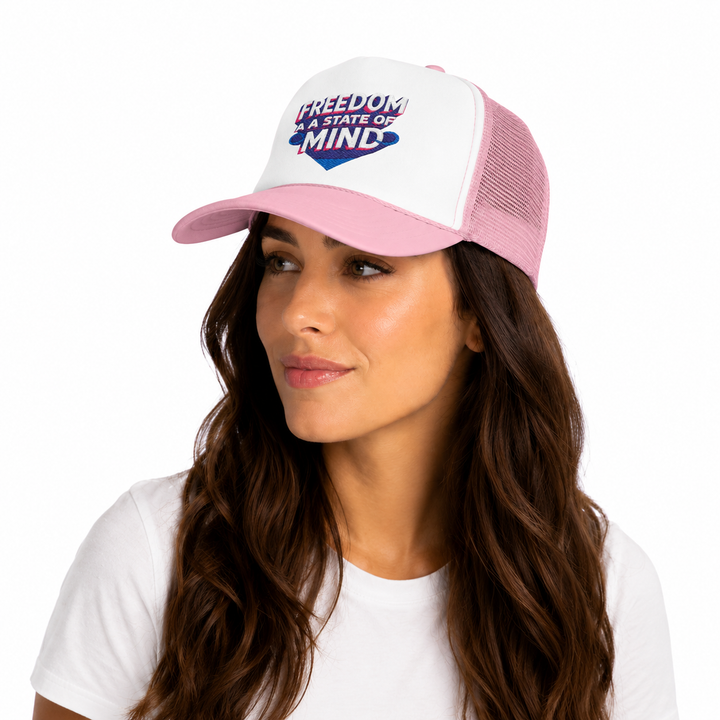 Adjustable foam trucker hat with structured front and relaxed casual style