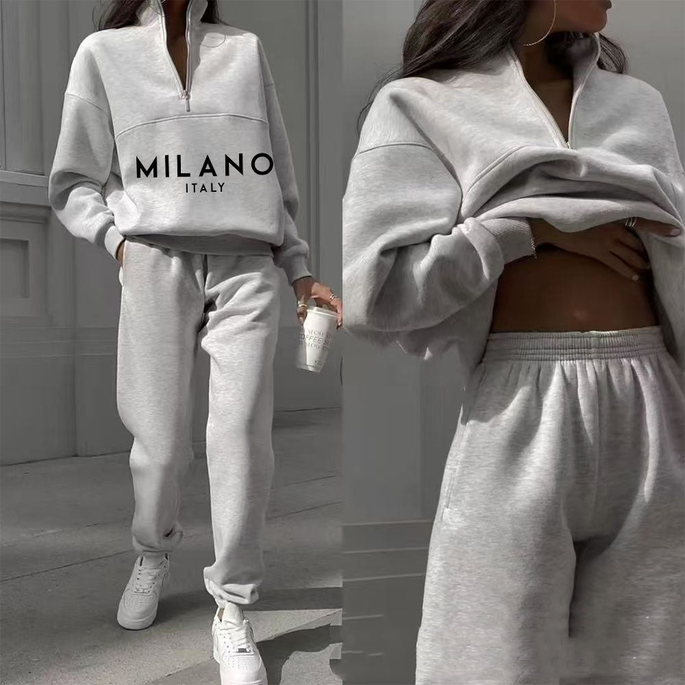 women's streetwear hoodie set casual coffee shop meeting outfit