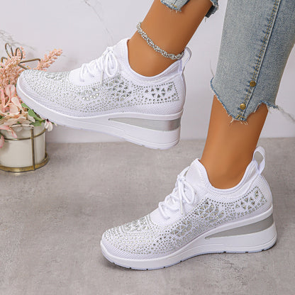 lace up wedge sneakers women PVC sole urban daily outfit
