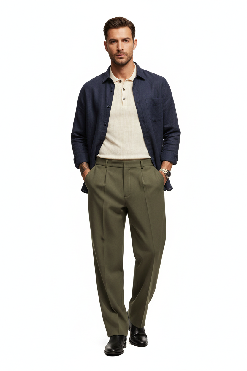 breathable formal trousers for men straight cut clean design suitable for office meetings and smart casual styling