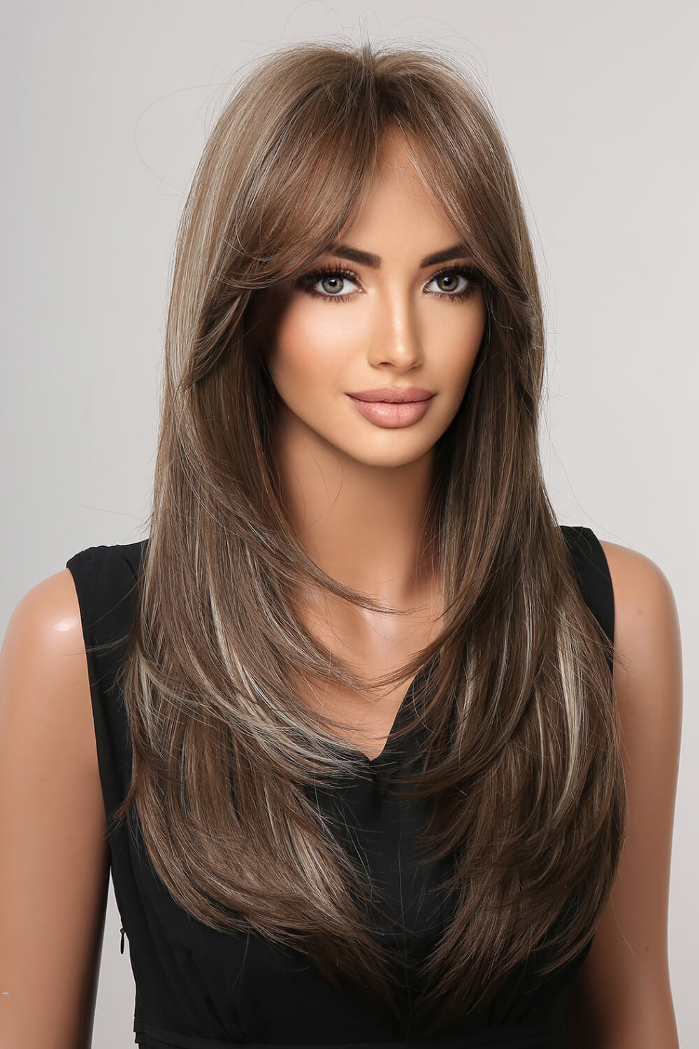 22 inch straight synthetic wig heat safe 248F styled smooth polished finish minimal luxury look
