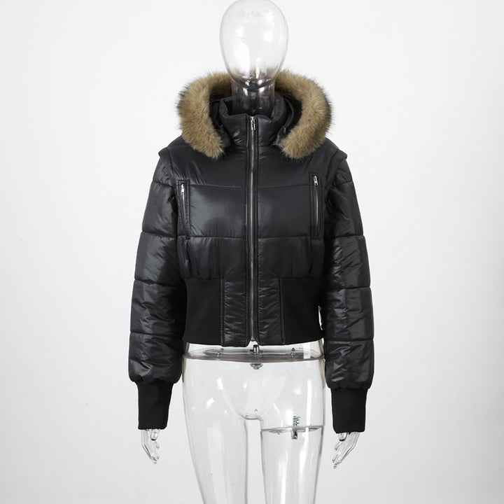 Detachable Sleeve Hooded Coat - Waist-Snatching Warmth!