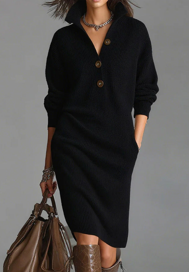 long sleeve knit dress drape and fabric flow