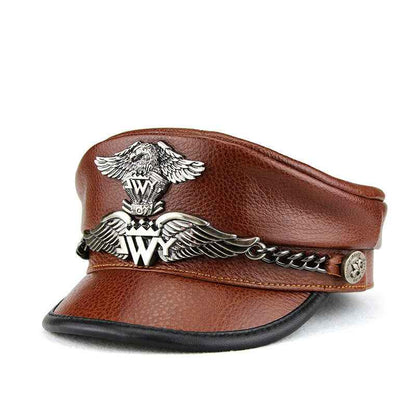 Men’s Harley Motorcycle Hat - Genuine Leather, Retro Punk Style