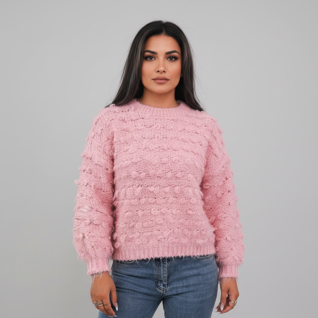Damen-Grobstudio-Pullover mit Rundhalsausschnitt – Gemütlich