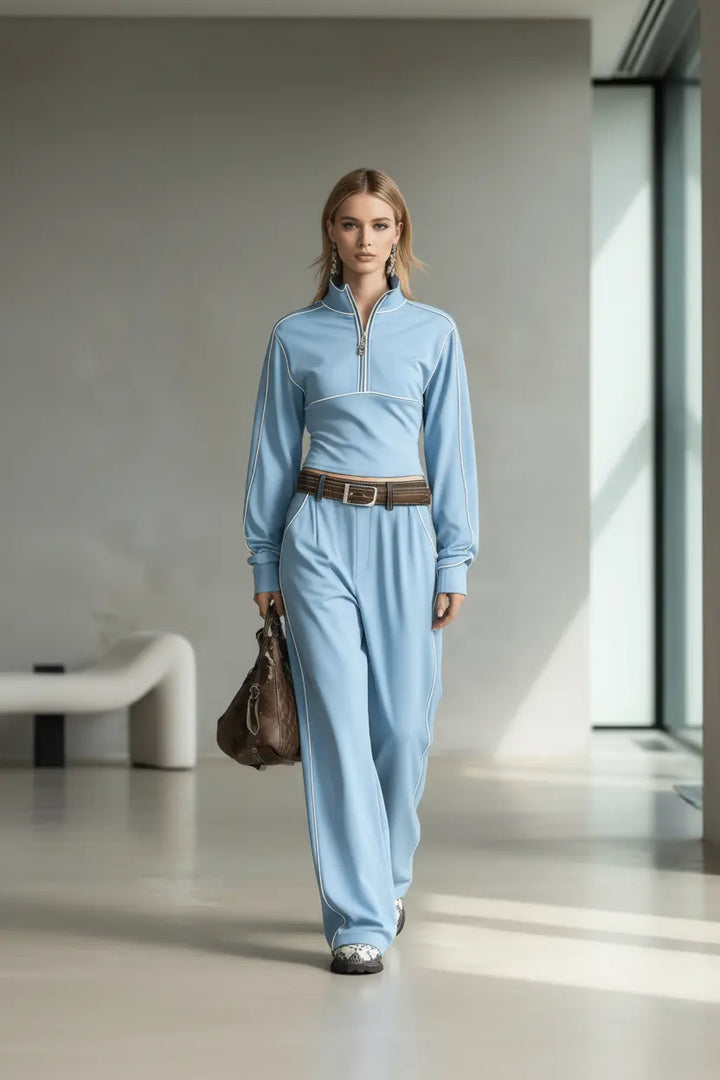 women sportswear set relaxed fit pants elongating legs