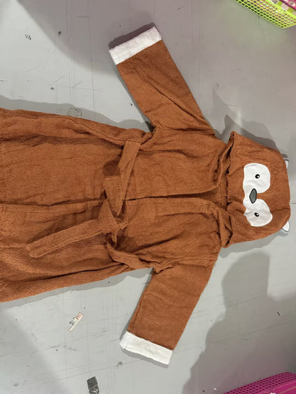 Kids animal hooded bathrobe pink shark design cotton towel robe, absorbent hooded wrap for kids and toddlers
