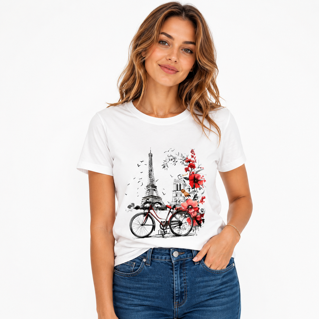 Paris T Shirt Women Bonjour Graphic Tee for City Style