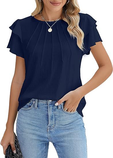 Summer Pleated Business Top Elegant Office Fit Premium!
