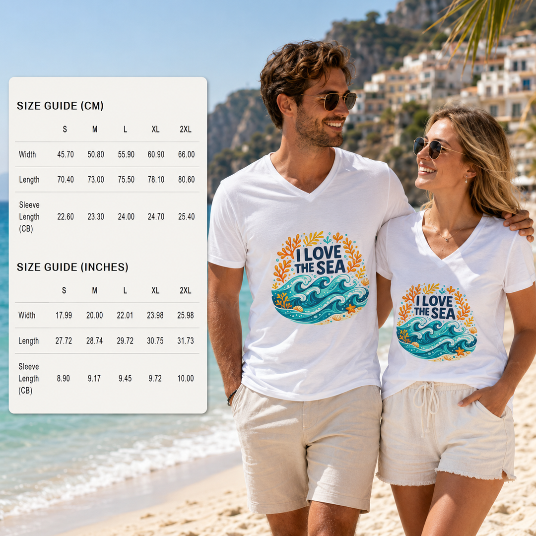 Two people on a beach wearing &