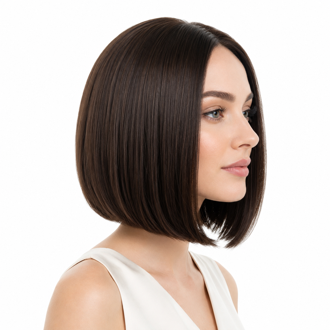 Elegant short bob hairstyle wig with natural movement and refined salon inspired appearance
