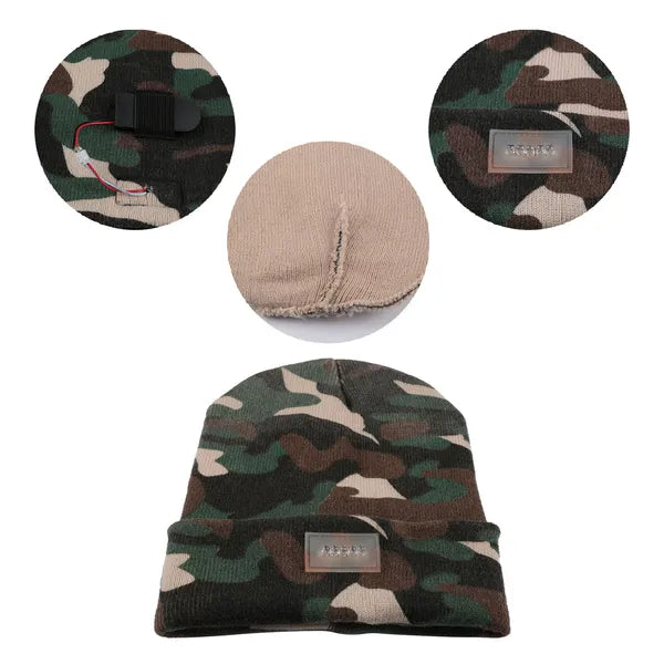 LED Knit Beanie Hat with 5 Lights Winter Outdoor Cap Warm