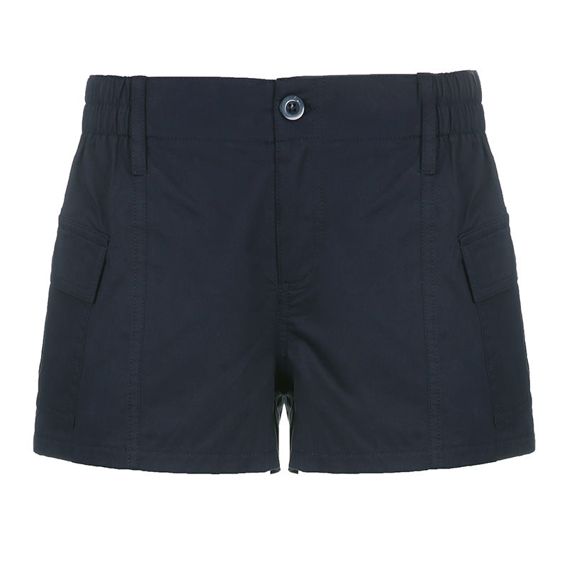 Asymmetric Low Waist Shorts for Women - Woven Fit