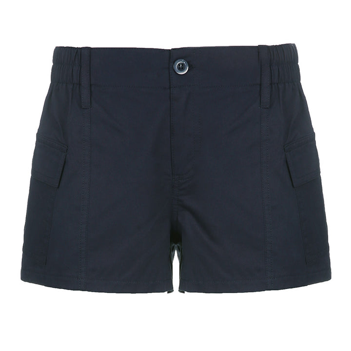 Asymmetric Low Waist Shorts for Women - Woven Fit