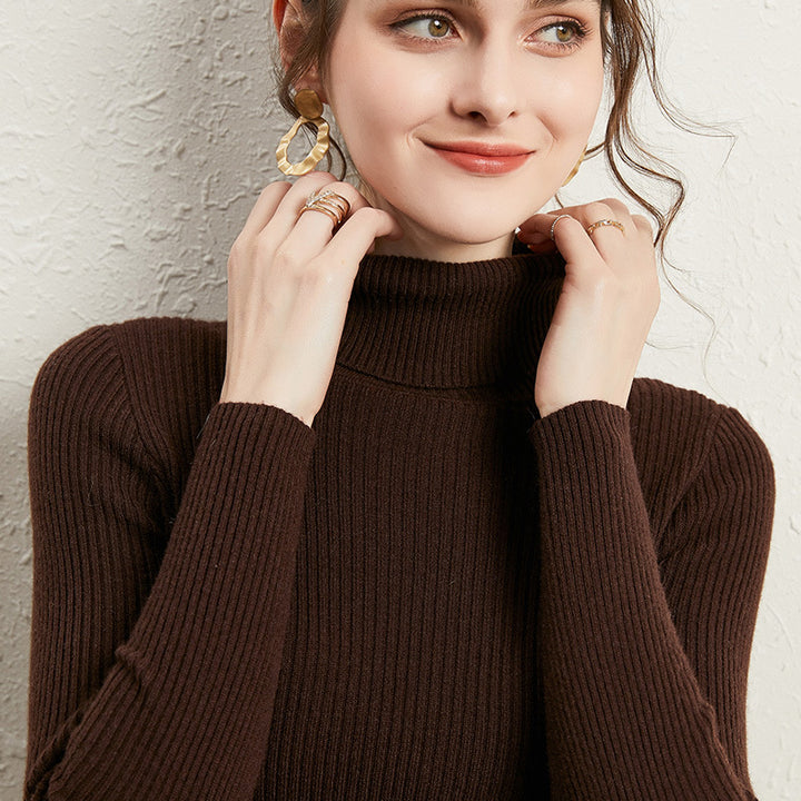 viscose slim fit turtleneck sweater Korean style minimalist outfit