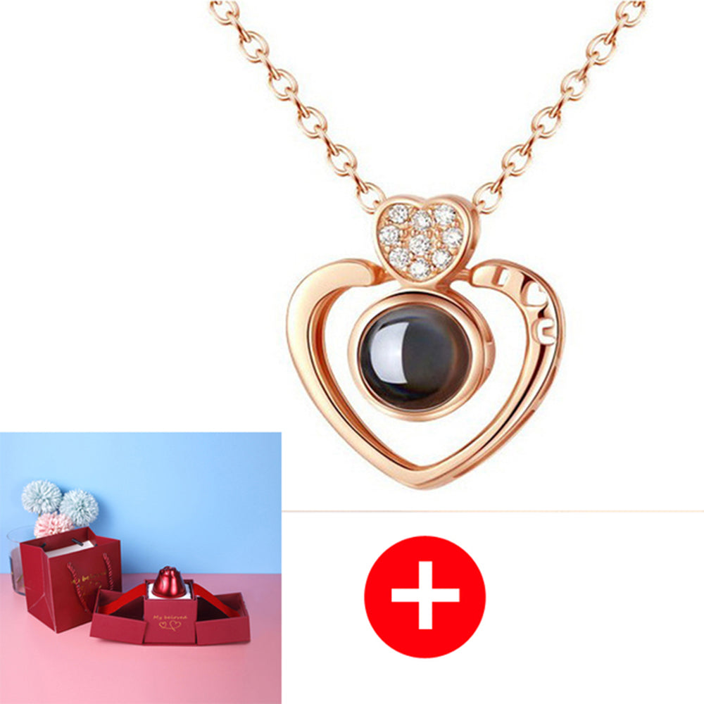 Metal Rose Necklace Gift Box for Valentine Jewelry Love