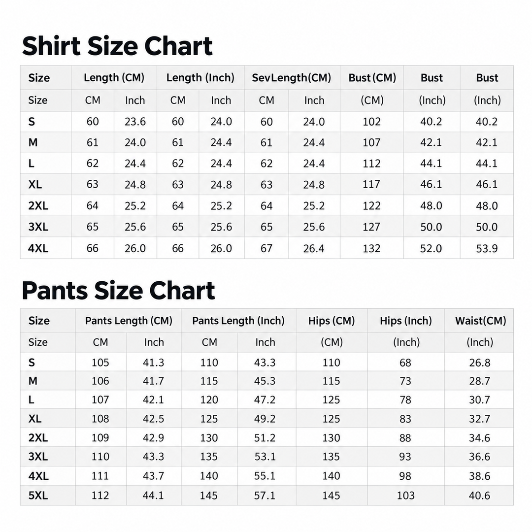 Verified shirt and pants size chart for the women&