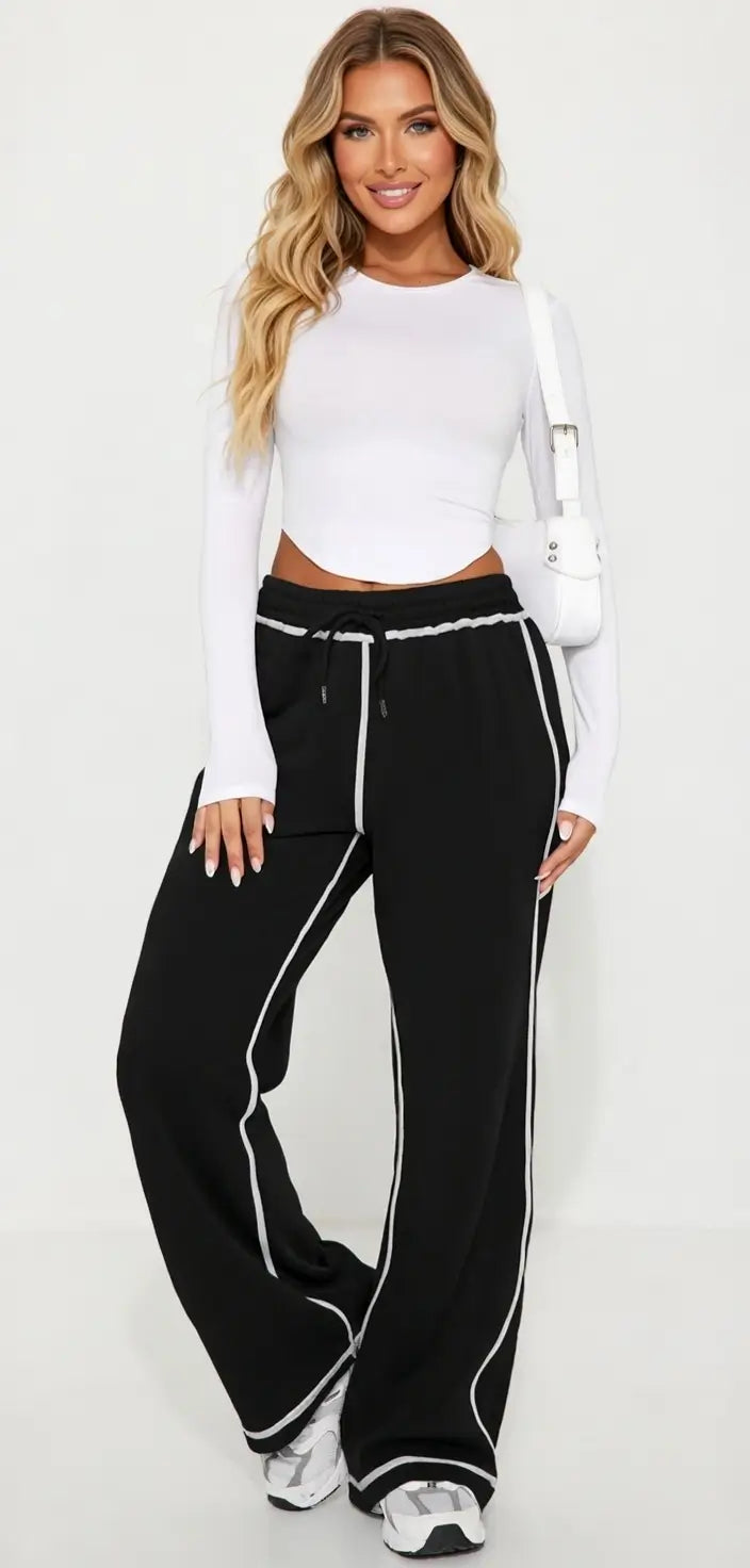 women’s cotton wide leg sweatpants wide leg drape walking movement