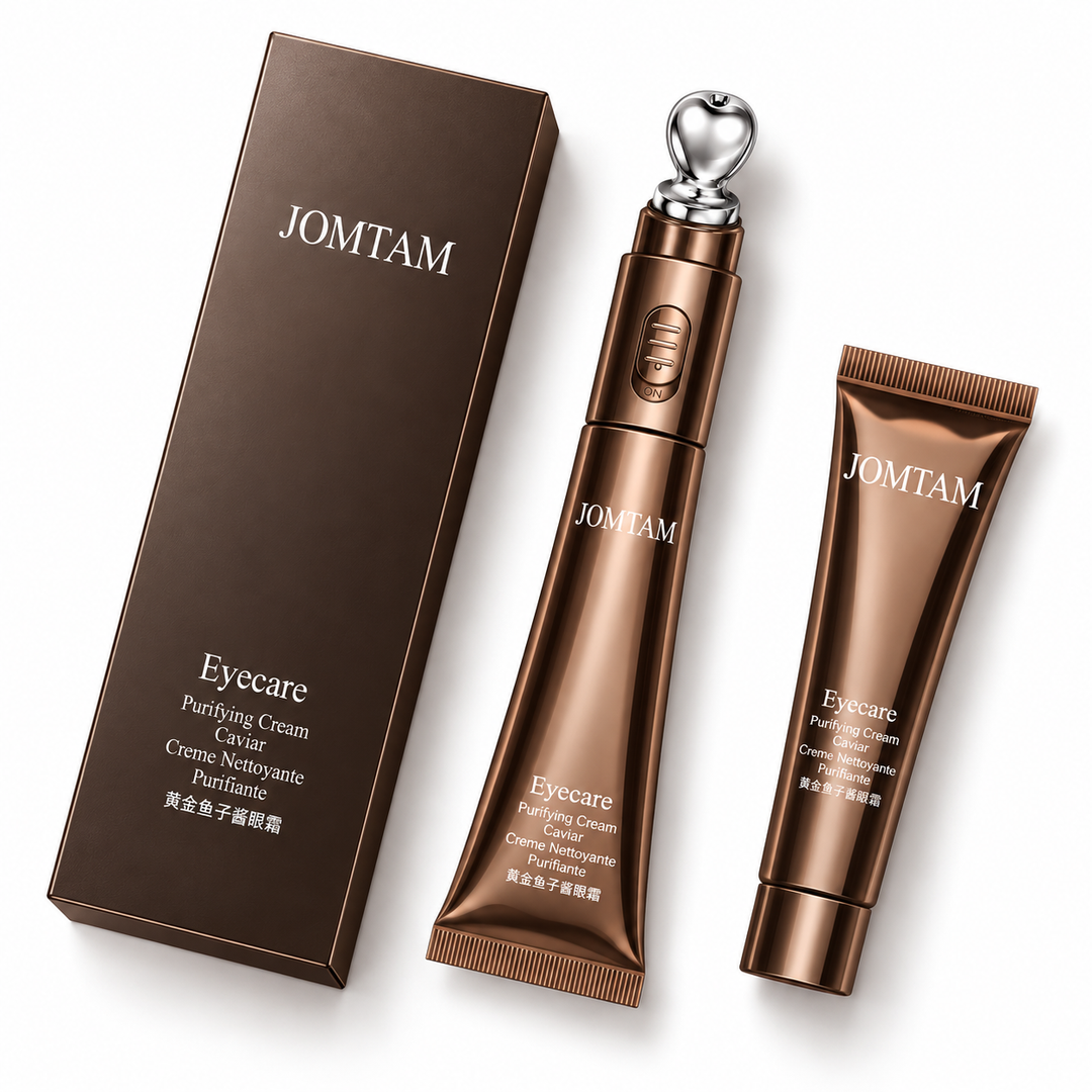 JOMTAM set arranged with box, applicator and refill tube on white background