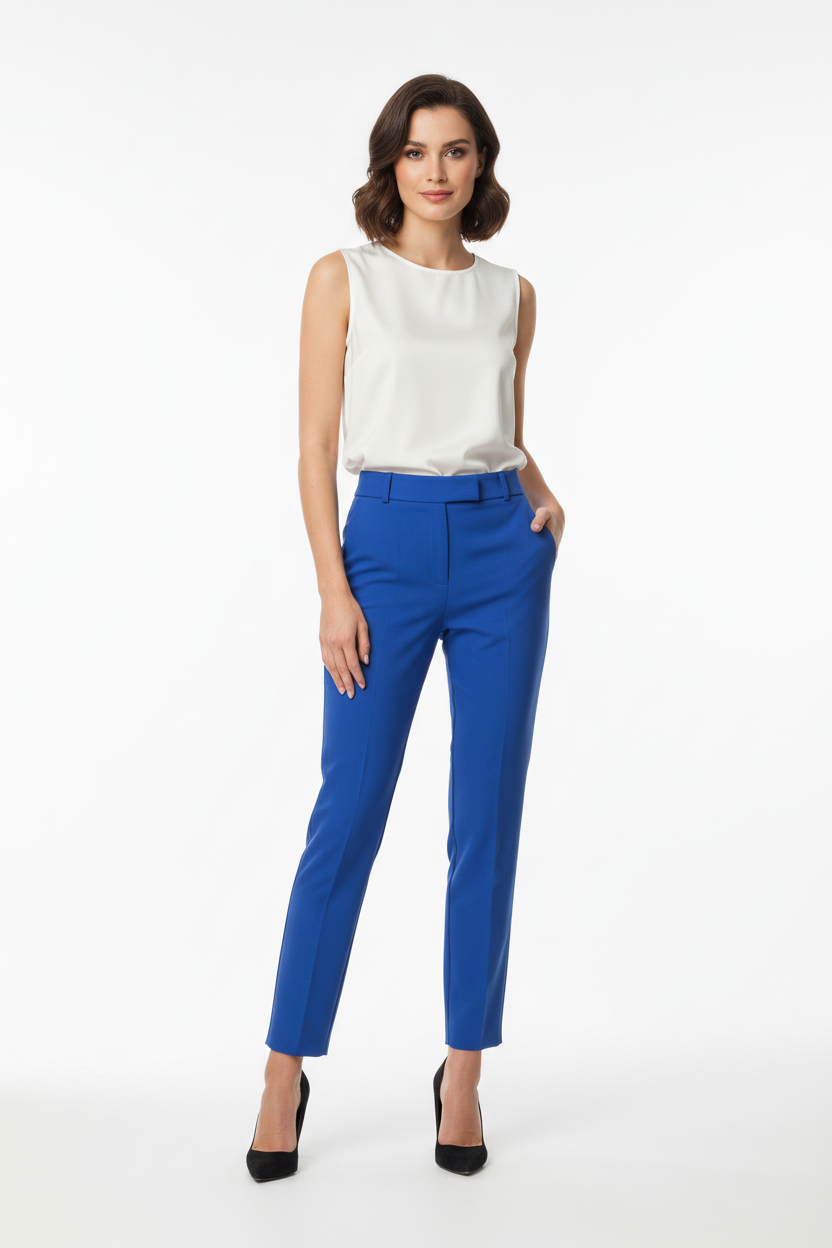 Women's High Waisted Pleated Pants | Blue