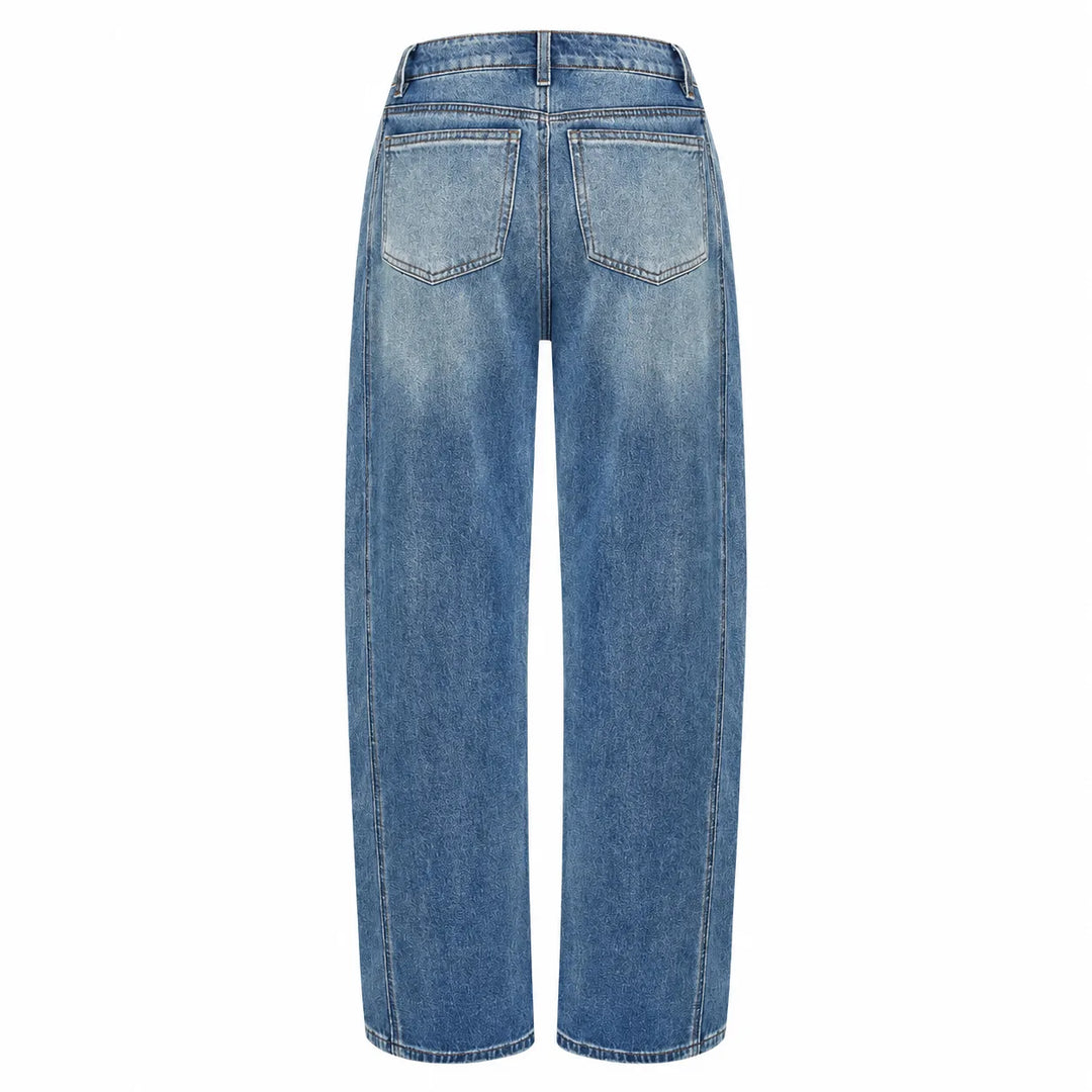 Rear view of washed blue women&