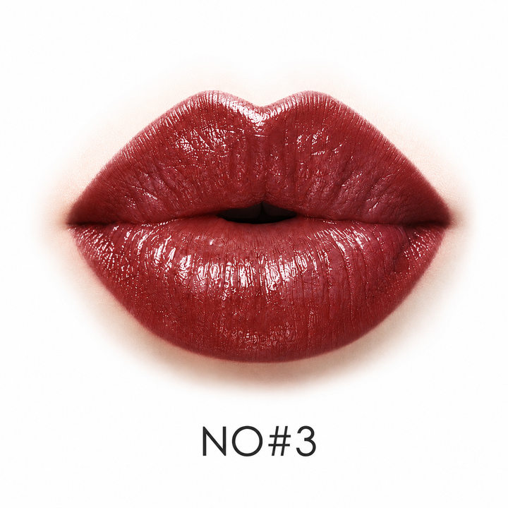 Cherry lip color shade NO3 shown as one of eight confirmed lipstick variants, displayed clearly for clear product comparison.