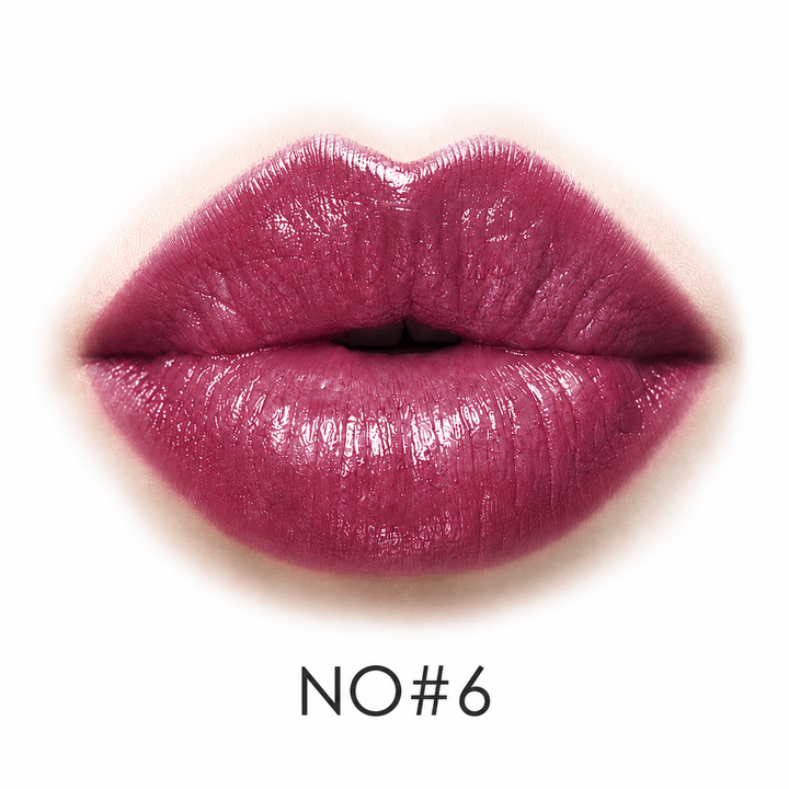 Rose bean paste shade NO6 shown as one of eight confirmed lipstick options, displayed clearly for design detail for shoppers.