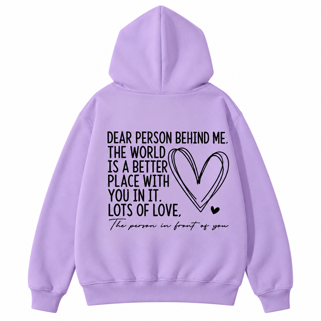 Unisex Love Letter hoodie Light Purple back print detail