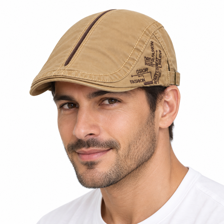Male model wearing the khaki men&