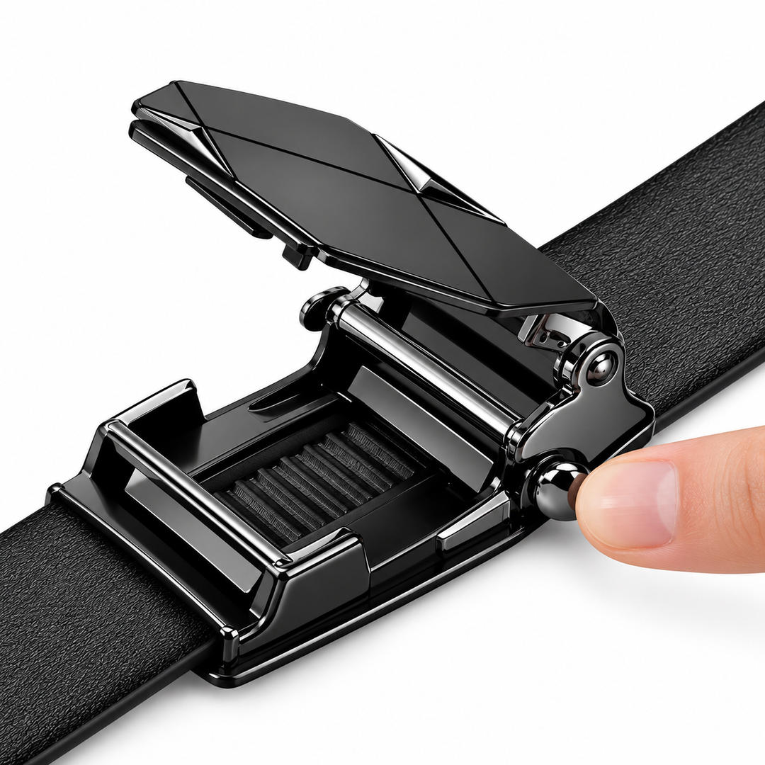 Open automatic buckle mechanism on black men&