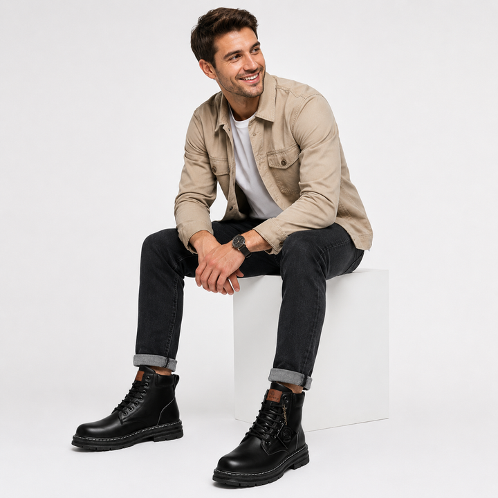 Male model wearing black men&