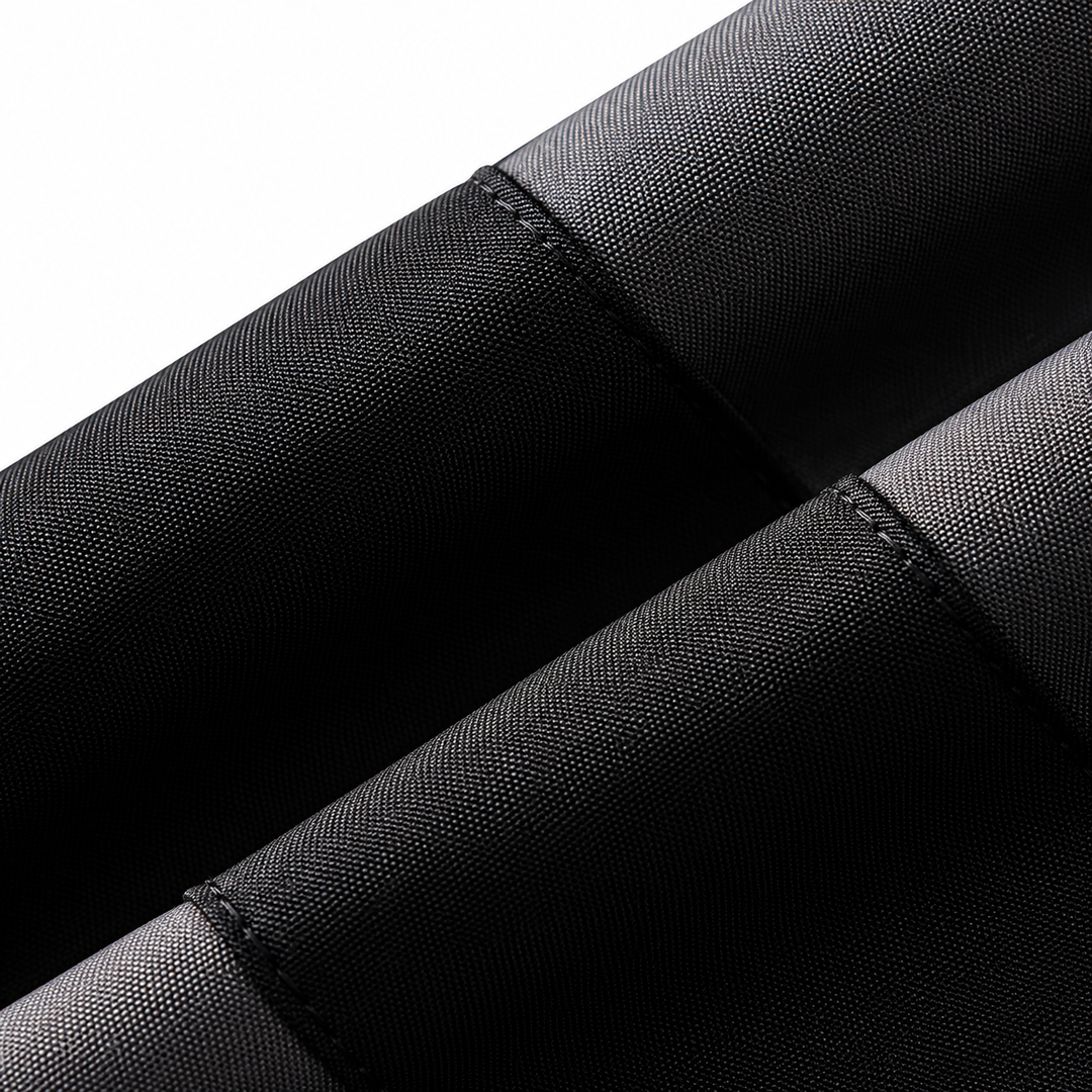 Close view of diagonal contrast trim with stitching on style 6618 jacket, showing the visible fabric surface with panel seam.