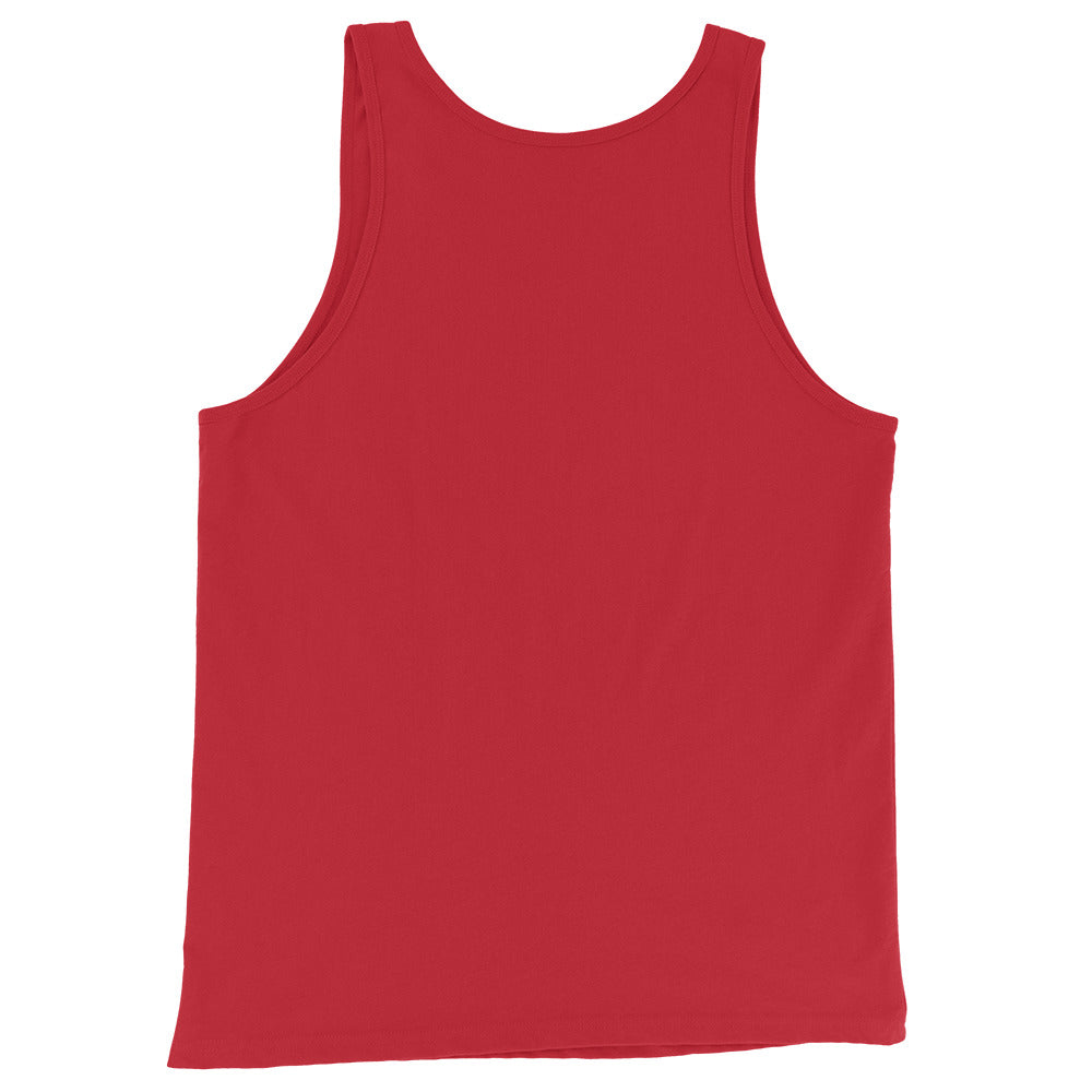 Red unisex cotton tank top back view