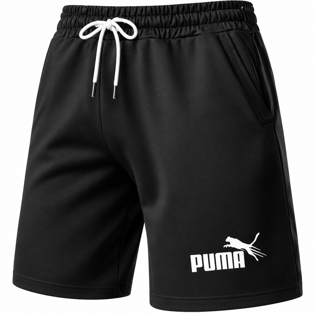 Black shorts elastic waistband drawstring pocket and hem detail