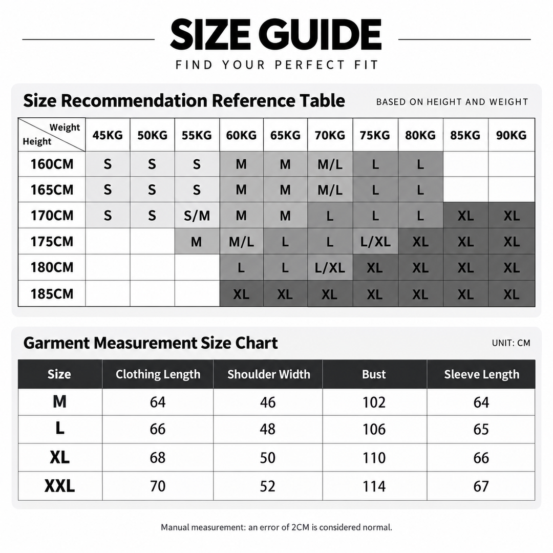 Size guide for men&